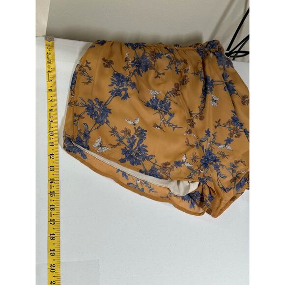 Audrey 3+1 Romper Womens Small Mustard Floral Plunge‎ V-Neck Boho Beach Festival - Picture 8 of 8